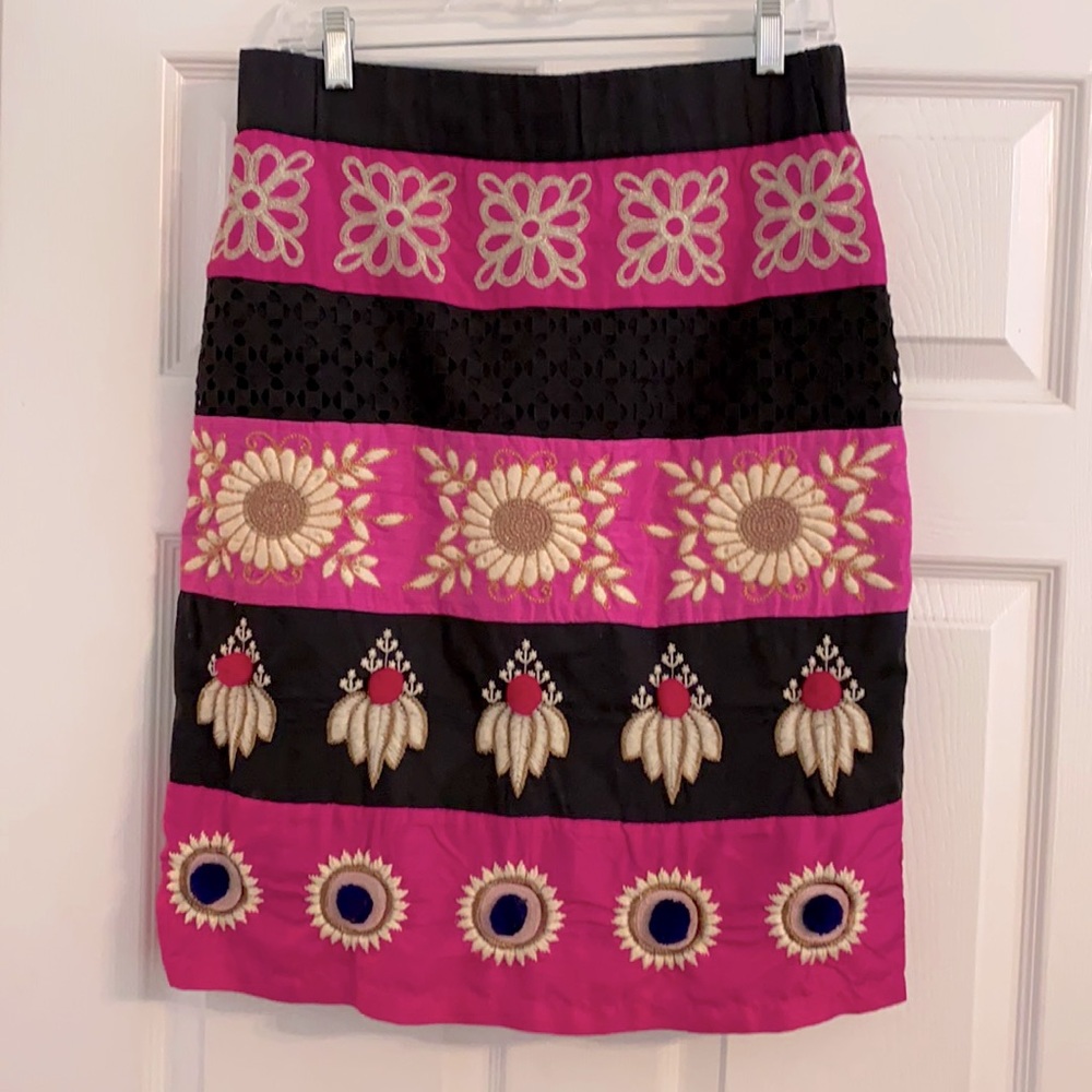 Anthropology Fuschia pink and black skirt